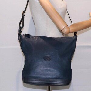 GUCCI Shoulder Bag Leather Navy Gold